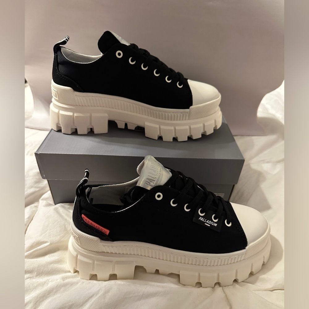 Palladium Black and White Chunky Platform Sneakers